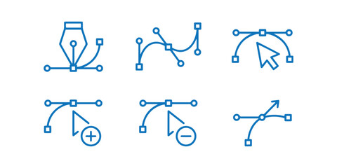Vector Pen Tool and Curve Icons for Graphic Design.