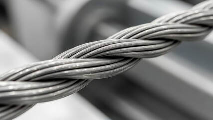 Naklejka premium Close-up of Twisted Metal Cable Wire.
