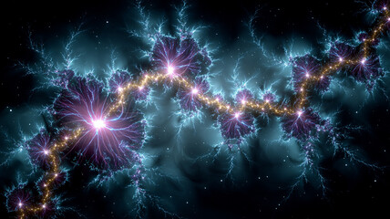 Fototapeta premium Abstract neon energy fractal lightning background