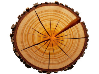 Fototapeta premium A piece of cut wood against a white surface