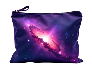 A vibrant bag featuring a colorful spiral galaxy design, ideal for space enthusiasts or astronomy-themed accessories