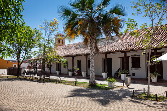 Beautiful colonial streets of the Heritage Town of Santa Cruz de Mompox in Colombia.