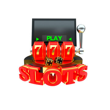 3d render object casino roulette 777 slots without background, isolated
