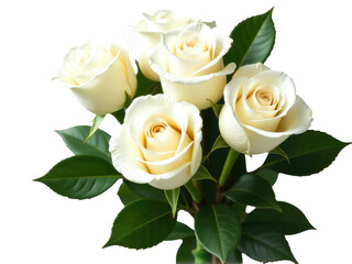 Naklejka premium A beautiful arrangement of white roses surrounded by green leaves