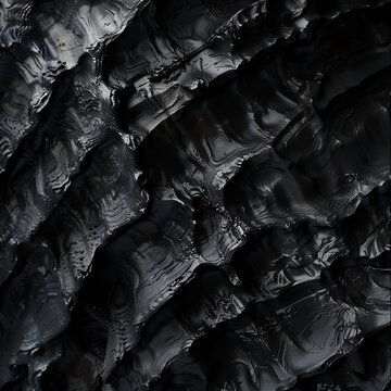 Black Sculpted Abstract Texture with Deep Shadowed Ridges and Organic Flow Patterns