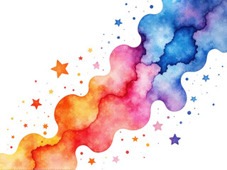 Obraz premium Watercolor art featuring stars and clouds in a whimsical design