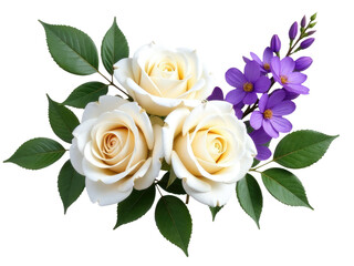 Obraz premium A beautiful arrangement of white roses and purple flowers