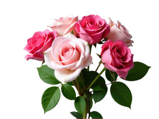 Fototapeta premium A decorative vase filled with fresh pink and white roses, perfect for interior design, wedding decorations, or romantic gestures