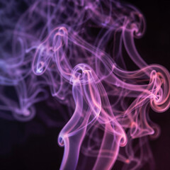 Obraz premium Vibrant purple and pink smoke swirling over a dark background in an abstract image, evoking mystery or magic