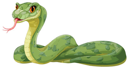 Fototapeta premium Playful Cartoon Snake Sticking Out Its Tongue Vector Illustration