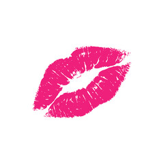 Red Lipstick Kiss Mark Pop Art Illustration.