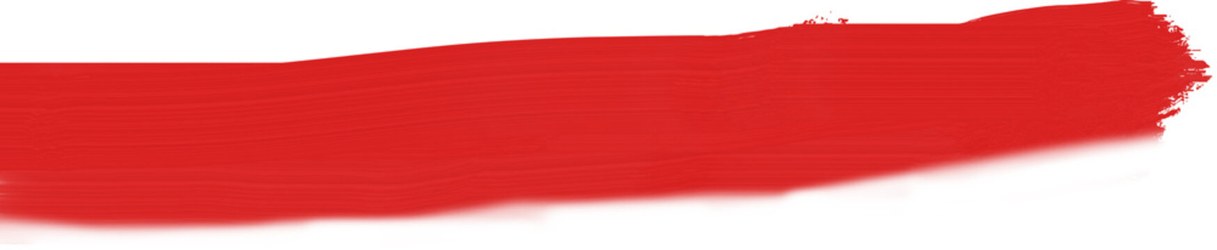 Vibrant red horizontal brush stroke with textured bristle marks and gradient fade creating dynamic energy
