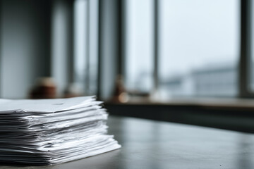 Pile of papers on office desk - tax season overload, small business admin chaos, paperwork stress