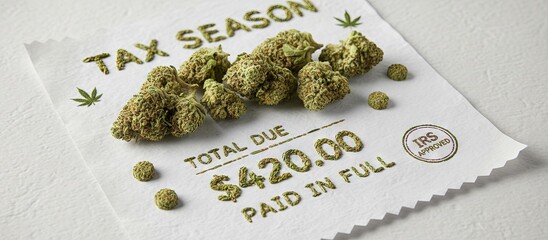 Cannabis tax concept - April 15 and 4/20 concept for 2026 with marijuana tax and money 