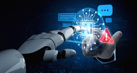 AI interface displays prompt failure alert, helping manage incorrect output and hallucination. Safe prompt design and monitoring are essential in AI system reliability. Artificial intelligence spline