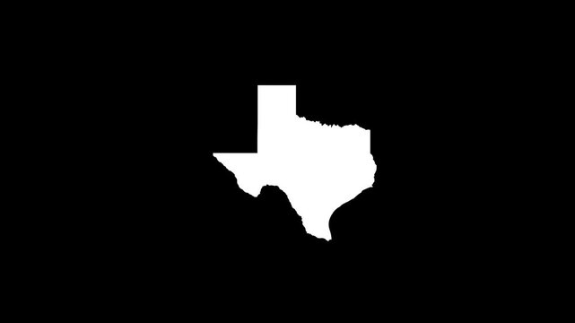 Cinematic Texas Map Animation Zooming In On Solid White State Shape With Black Background For Business And Economy Presentations 4K UHD