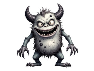 Fototapeta premium A colorful illustration of a monster with distinctive horns and big teeth, suitable for children's books or educational materials