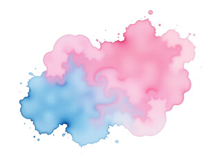 Obraz premium A small pink and blue watercolor stain on a clean white surface