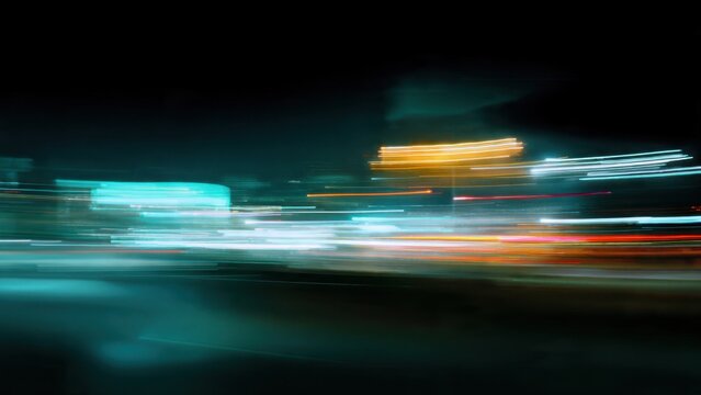 City lights at night with motion blur
