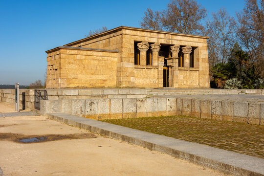 Temple of Debod from Egypt on Principe Pio hill, Madrid, Spain