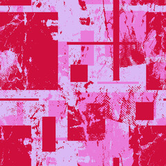 Abstract Grunge Seamless Pattern with Chaotic Squares