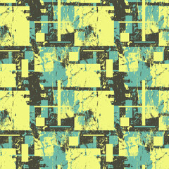 Abstract Grunge Seamless Pattern with Chaotic Squares