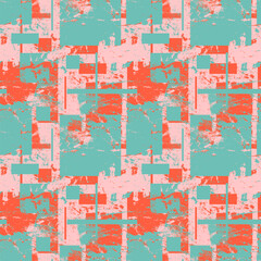 Abstract Grunge Seamless Pattern with Chaotic Squares