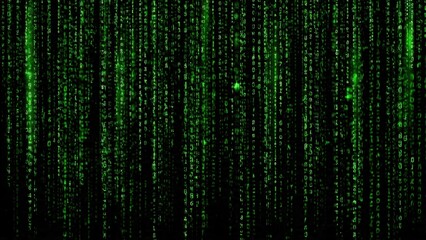 Matrix style digital rain effect in green