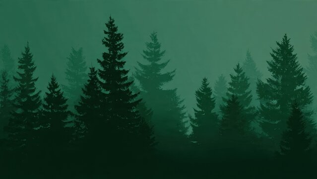 Misty Forest of Evergreen Trees - Powered by Adobe