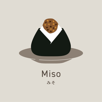 Japanese Onigiri Rice Ball Flat Food Icon &ndash; Miso