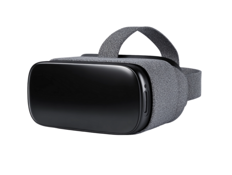 isolated side view of a modern gray virtual reality headset on a transparent background - Powered by Adobe