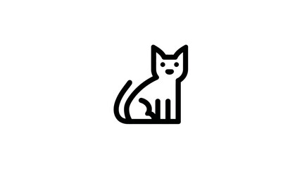 Fototapeta premium Minimalist black outline cat icon sitting, simple feline pet illustration, vector graphic animal symbol on white background