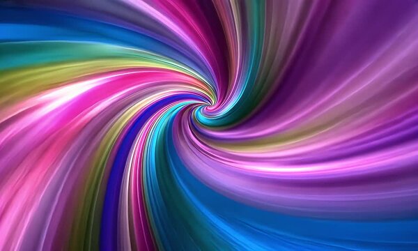Vibrant swirling patterns of colorful abstract shapes from a dynamic viewpoint