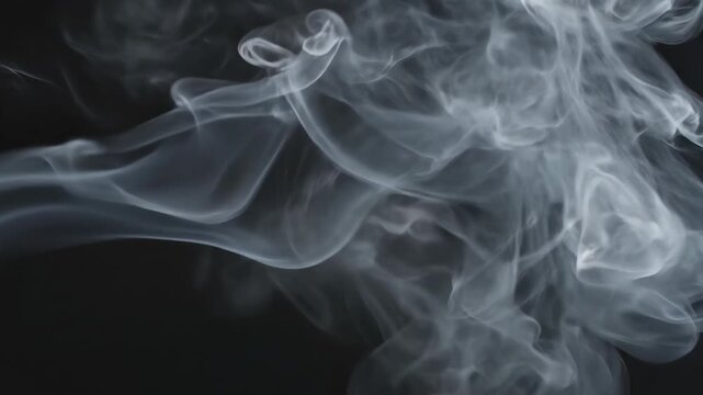 smoke patterns. Cinematic abstract smoke patterns moving fluidly across a black background, emphasizing contrast and motion.