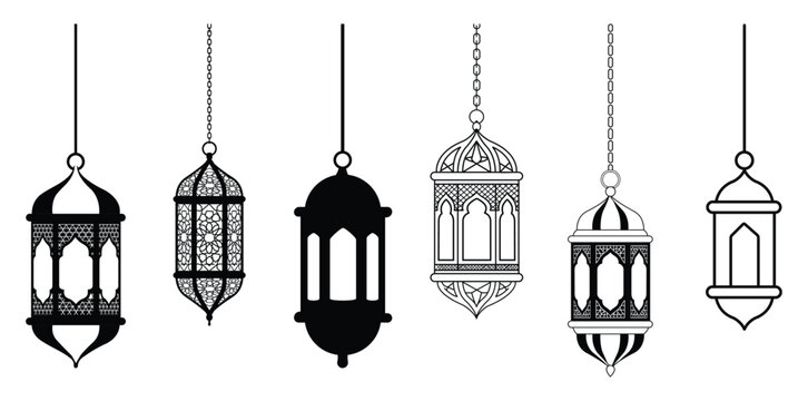 lantern,ornament,islamic line art illustration for cultural decoration design vector graphic for festival theme