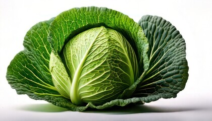 Fototapeta premium Fresh Green Cabbage on White Background.