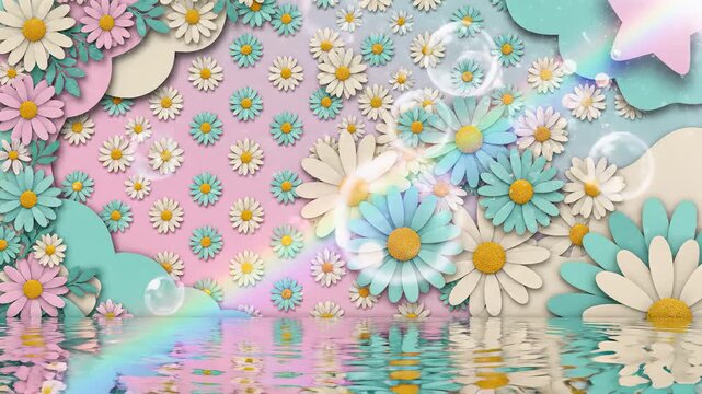 Daisies and Water Reflection Background Animation