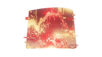 Red and Gold Glitch Effect Hologram Digital Distortion isolated on white background