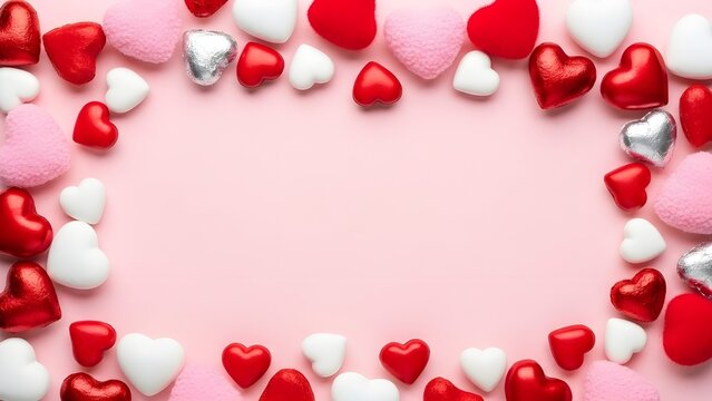 red hearts valentines day border