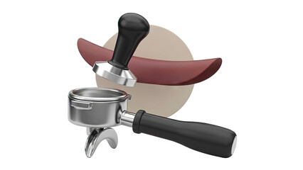 Espresso Portafilter and Tamper with Abstract Shapes