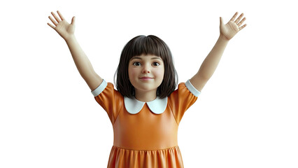 Happy Girl with Arms Raised