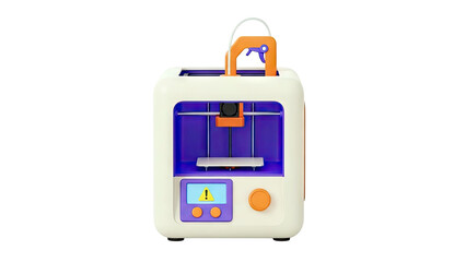 Modern 3D Printer with Digital Display and Orange Accents