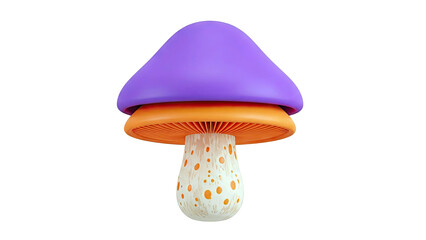 Stylized Mushroom with Purple and Orange Caps