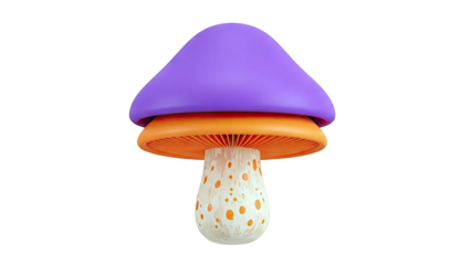 Stylized Mushroom with Purple and Orange Caps