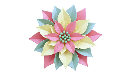 Stylized Poinsettia Flower with Green Berries