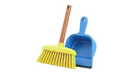 Yellow Broom and Blue Dustpan