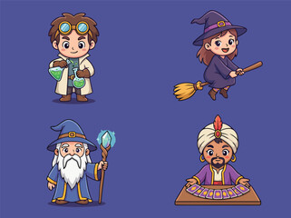 Fototapeta premium Collection of Fantasy Characters with Magical Elements.