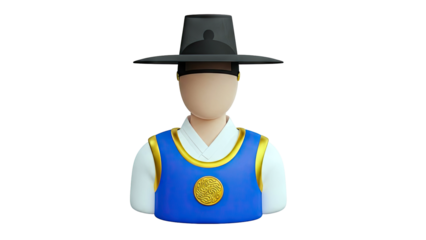 3D Render of a Person in Traditional Korean Clothing