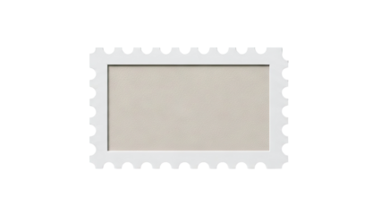 White stamp frame with beige textured insert on white background