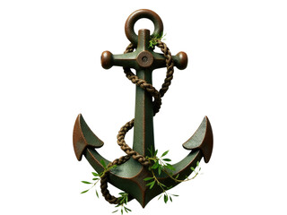 An anchor with a rope dangling from its side, great for boat or nautical themed images